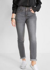 Dżinsy Slim Fit, high-waist, SLIM, komfort-stretch. Szare jeansy damskie bonprix, z podwyższonym stanem. Za 97.99 zł.