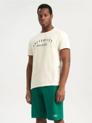 Piżama bawełniana - kremowy. Białe piżamy męskie Sinsay, l, bez wzorów, z bawełny, bez ramiączek. Za 39.99 zł.