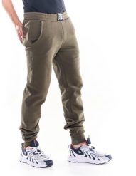 Męskie spodnie dresowe w kolorach ziemi. Zielone spodnie sportowe męskie LEONE 1947 APPAREL, l, bez wzorów, z bawełny, na fitness i siłownię. Za 84.16 zł.