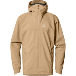 Kurtka turystyczna Haglöfs. Brązowe kurtki męskie Haglöfs, bez wzorów, sportowe, bez kaptura. W wyprzedaży za 694.85 zł.