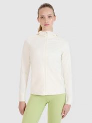 4F Bluza treningowa regular szybkoschnąca damska - biała XL. Białe bluzy damskie 4f, xl, bez wzorów, z dzianiny, z kapturem. W wyprzedaży za 169.99 zł.