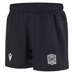 Krótki dom Glasgow Warriors 2024/25. Czarne krótkie spodenki sportowe męskie Macron, bez wzorów. Za 235.00 zł.