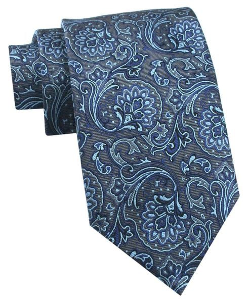Krawat Męski - Chattier - Szary z Niebieskim, Duże Kwiaty. Niebieskie krawaty i muchy Chattier, bez wzorów, z tkaniny, eleganckie. Za 55.00 zł.