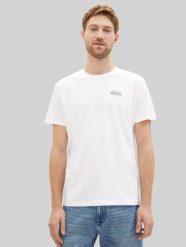 Męska Koszulka Tom Tailor Printed T-shirt White 1042195 20000. Białe t-shirty męskie Tom Tailor, m, bez wzorów, bez kołnierzyka. Za 59.99 zł.