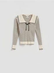 Sweter z wełną - wielobarwny. Swetry damskie Reserved, l, bez wzorów, z dzianiny, bez kołnierzyka, bez ramiączek, bez kaptura. Za 239.99 zł.