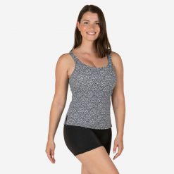 Strój jednoczęściowy pływacki damski Nabaiji Heva Leo tankini i szorty. Czarne szorty sportowe damskie NABAIJI, xl, bez wzorów, sportowe, na fitness i siłownię. Za 129.99 zł.