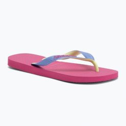 Japonki Havaianas Top Mix. Czerwone klapki damskie Havaianas, bez wzorów, sportowe, bez obcasa. Za 83.99 zł.