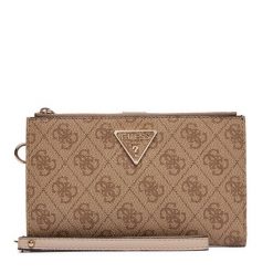 Portfel Guess. Brązowe portfele damskie Guess, z aplikacjami. Za 279.99 zł.