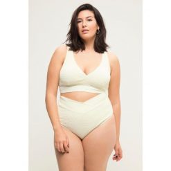 Damskie Figi bikini faktura wysoki stan pas w kopertowym stylu. Brązowe bikini damskie Ulla Popken, plus size, bez wzorów, plus size. Za 93.99 zł.