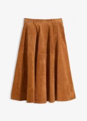 Spódnica skórzana. Brązowe spódnice damskie bonprix, bez wzorów, eleganckie, midi. Za 699.99 zł.