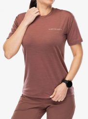 Koszulka z nadrukiem damska Ortovox 150 Cool Climbing Vibes TS. Brązowe t-shirty damskie ORTOVOX, l, bez wzorów, z lyocellu, bez kołnierzyka. Za 478.49 zł.