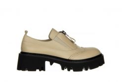 Półbuty Bayla-161 054 2894 3633 Beige 161384, Beżowy, Skóra naturalna - 41. Brązowe półbuty damskie Bayla, bez wzorów, z gumy, bez obcasa, na platformie, bez zapięcia. W wyprzedaży za 269.10 zł.