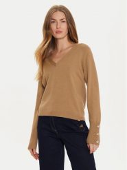 Morgan Sweter 242-MGOLD Beżowy Regular Fit. Brązowe swetry damskie Morgan, s, bez wzorów, z wiskozy, bez kołnierzyka, bez ramiączek, bez kaptura. Za 139.99 zł.