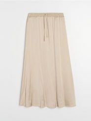 Jednolita spódnica midi - beżowy. Brązowe spódnice damskie Sinsay, l, bez wzorów, midi. Za 49.99 zł.