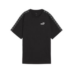 Damska koszulka ESS TAPE o luźnym kroju PUMA Black. Czarne koszulki sportowe damskie Puma, xs, bez wzorów, bez kołnierzyka, bez ramiączek. Za 81.99 zł.