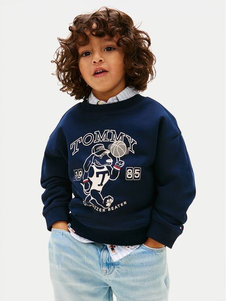 Tommy Hilfiger Bluza KB0KB10314 Granatowy Regular Fit. Niebieskie bluzy dla chłopców Tommy Hilfiger, bez wzorów, z bawełny, bez ramiączek, bez kaptura. Za 161.99 zł.