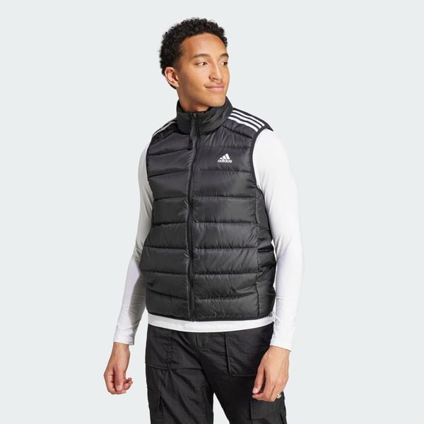 Bezrękawnik Essentials 3-Stripes Light Down. Czarne kurtki męskie Adidas, m, bez wzorów, z materiału, casualowe, bez kaptura. Za 366.99 zł.