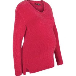 Sweter ciążowy z szenili bonprix ciemnoczerwony. Swetry damskie bonprix. Za 32.99 zł.
