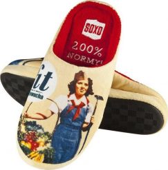 Soxo Kapcie damskie kolorowe SOXO z napisem Fit dziewucha i twardą podeszwą TPR 3637. Kapcie damskie Soxo, bez wzorów. Za 24.99 zł.
