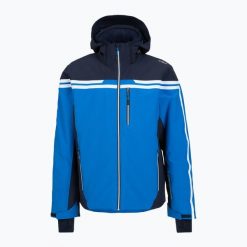 Kurtka narciarska męska CMP 34W4687. Niebieskie kurtki snowboardowe męskie CMP, m, bez wzorów, z elastanu, długie, bez kaptura, narciarskie. Za 999.99 zł.