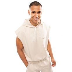 Męska bluza z kapturem bez rękawów Lifestyle Siroko IBZ Swish Ivory. Białe bluzy męskie SIROKO, m, bez wzorów, z dresówki, z kapturem. Za 126.00 zł.