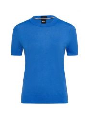 BOSS sweter z wełny merino Kobiety wełna ze strzyży niebieski, S. Niebieskie swetry damskie Boss, s, bez wzorów, z wełny, bez kołnierzyka, bez ramiączek, bez kaptura. Za 649.95 zł.