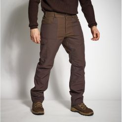 Spodnie Solognac 540 wzmocnione. Brązowe spodnie sportowe męskie SOLOGNAC, l, bez wzorów, z bawełny, outdoorowe. Za 249.99 zł.