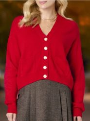Sweter - czerwony. Czerwone swetry damskie Sinsay, l, bez wzorów, bez kołnierzyka, bez ramiączek, bez kaptura. W wyprzedaży za 19.99 zł.