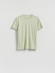 T-shirt regular z modalem - jasnozielony. Zielone t-shirty męskie Reserved, l, bez wzorów, z dzianiny, bez kołnierzyka. Za 99.99 zł.