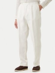 BOSS Spodnie materiałowe H-Perino 50563231 Biały Relaxed Fit. Białe spodnie materiałowe męskie Boss, m, bez wzorów, ze lnu. Za 999.99 zł.