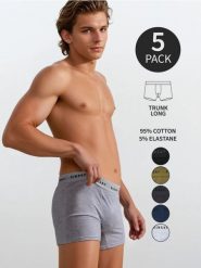 Bawełniane bokserki long 5pack - wielobarwny. Bokserki męskie Sinsay, l, bez wzorów, z bawełny. Za 55.99 zł.