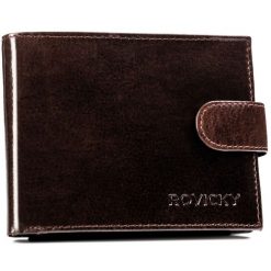Portfel męski Rovicky N992L-RPVT-BL brązowy. Brązowe portfele męskie ROVICKY, bez wzorów, ze skóry. Za 57.99 zł.