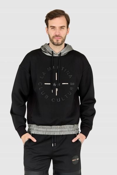 LA MARTINA Czarna bluza męska z kapturem, Rozmiar M. Czarne bluzy męskie La Martina, m, bez wzorów, z kapturem. W wyprzedaży za 459.99 zł.