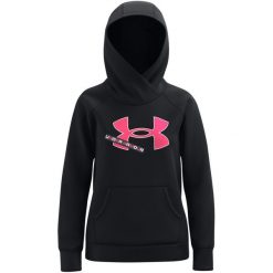 Bluza z Kapturem dla Dziewczynki Fleece Logo. Czarne bluzy dla dziewczynek Under Armour, bez wzorów, z bawełny, bez ramiączek, z kapturem. Za 290.00 zł.