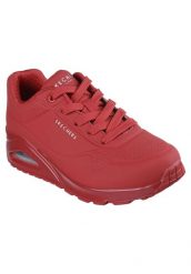 Buty sportowe Sneakersy damskie, Uno-Stand on Air. Czerwone obuwie sportowe damskie Skechers, bez wzorów, z materiału, trekkingowe. Za 299.99 zł.