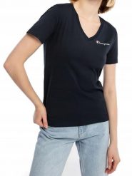 Koszulka Damska Champion. Czarne t-shirty damskie Champion, xs, bez wzorów, z bawełny, klasyczne, bez kołnierzyka. Za 129.00 zł.