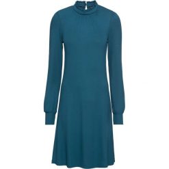 Sukienka shirtowa bonprix niebieskozielony morski. Zielone sukienki damskie bonprix, z dekoltem w serek. Za 99.99 zł.