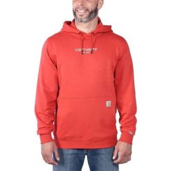 Bluza sportowa męska z kapturem Carhartt Force Lightweight Logo. Czerwone bluzy męskie Carhartt, m, bez wzorów, z kapturem. Za 335.99 zł.