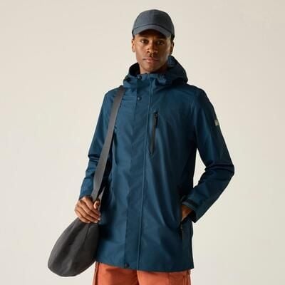 Męska kurtka wodoodporna z kapturem Daledon Longline. Niebieskie kurtki męskie Regatta, l, bez wzorów, z materiału, z kapturem. Za 349.99 zł.