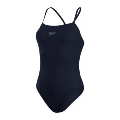 Strój pływacki jednoczęściowy damski Speedo Eco Endurance+ Medalist Thinstrap. Niebieskie kostiumy jednoczęściowe damskie Speedo, s, bez wzorów, z materiału, klasyczne, na fitness i siłownię. Za 129.99 zł.