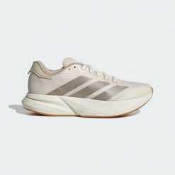 Buty Duramo Speed 2 Running. Białe obuwie sportowe damskie Adidas, bez wzorów, z materiału, do biegania. Za 369.45 zł.