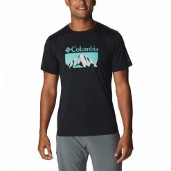Koszulka Męska Columbia Zero Rules Short Sleeve Graphic T-Shirt. Czarne koszulki sportowe męskie Columbia, m, bez wzorów, bez kołnierzyka, bez ramiączek, trekkingowe. W wyprzedaży za 152.00 zł.