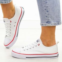 Białe trampki damskie American Dsln Lh14. Białe trampki i tenisówki damskie American CLUB, bez wzorów, z tkaniny, bez zapięcia. Za 99.00 zł.