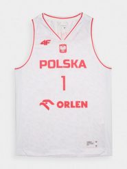 4F Koszulka reprezentacyjna męska 4F x PZKOSZ 2024 - SOCHAN - biała 4XL. Białe koszulki sportowe męskie 4f, m, bez wzorów, z dzianiny, klasyczne, bez kołnierzyka. Za 219.99 zł.