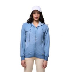 Bluza z kaptur na co dzień na siłownię. Niebieskie bluzy damskie LEONE 1947 APPAREL, bez wzorów, z bawełny, bez kaptura. W wyprzedaży za 191.56 zł.