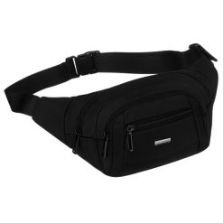 Czarna saszetka męska, jednokomorowa z czterema dodatkowymi kieszeniami, wykonana z cordury - Peterson. Czarne saszetki męskie Peterson. Za 69.99 zł.