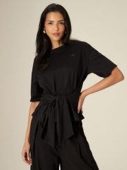 Жіночий t-shirt regular з зав'язкою - чорний. T-shirty damskie 4f, l, bez wzorów, bez kołnierzyka. Za 899.90 zł.