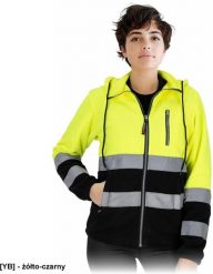 Reis - Bluza ochronna damska stójka zapięcie zamek błyskawiczny 3 kieszenie pasy odblaskowe 290 g/m2 żółto-czarny L. Brązowe bluzy damskie Reis, l, bez wzorów, bez kaptura. Za 77.22 zł.