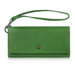 Duży portfel damski skórzany z miejscem na telefon kopertówka zielona Paolo Peruzzi T-141-GB. Zielone kopertówki damskie Paolo Peruzzi, bez wzorów, ze skóry, eleganckie, bez dodatków. Za 89.00 zł.
