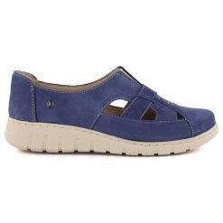 Skórzane półbuty damskie komfortowe granatowe Helios 474. Półbuty damskie Helios, bez wzorów, ze skóry, bez obcasa, bez zapięcia. Za 409.99 zł.